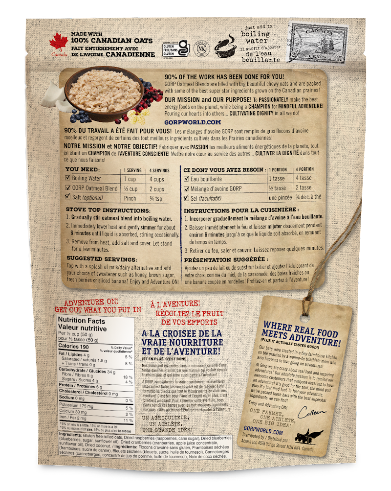 GORP Oatmeal Blend - Prairie Berries & Coconut