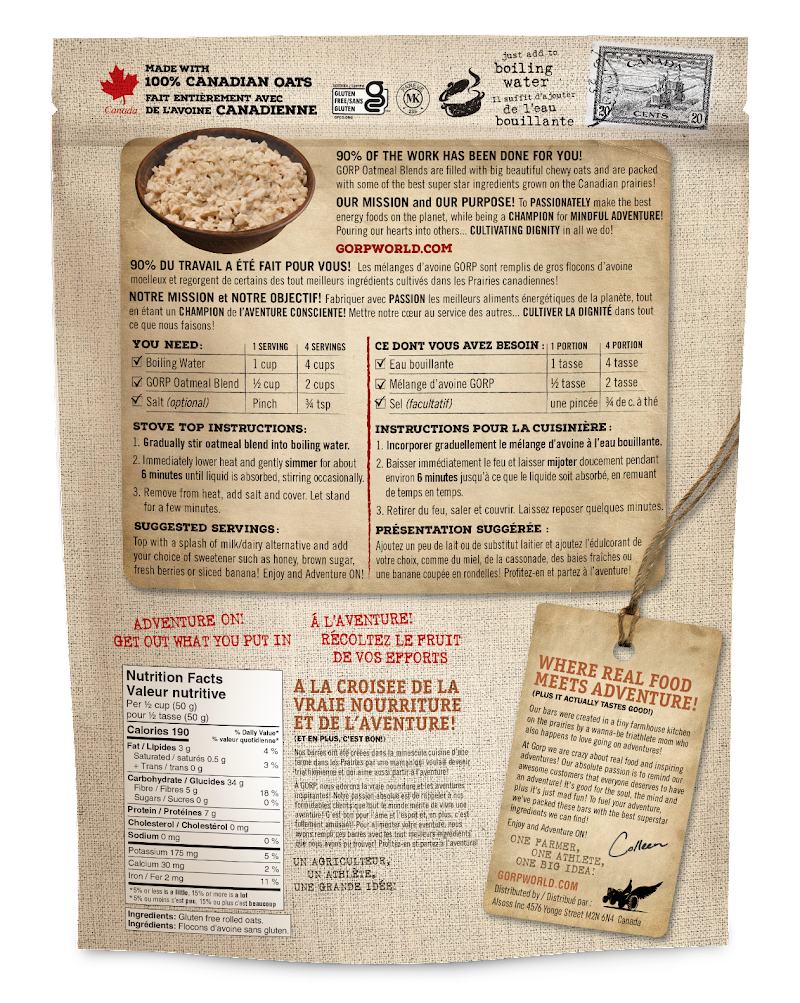 Just Oats - GORP Oatmeal Blend