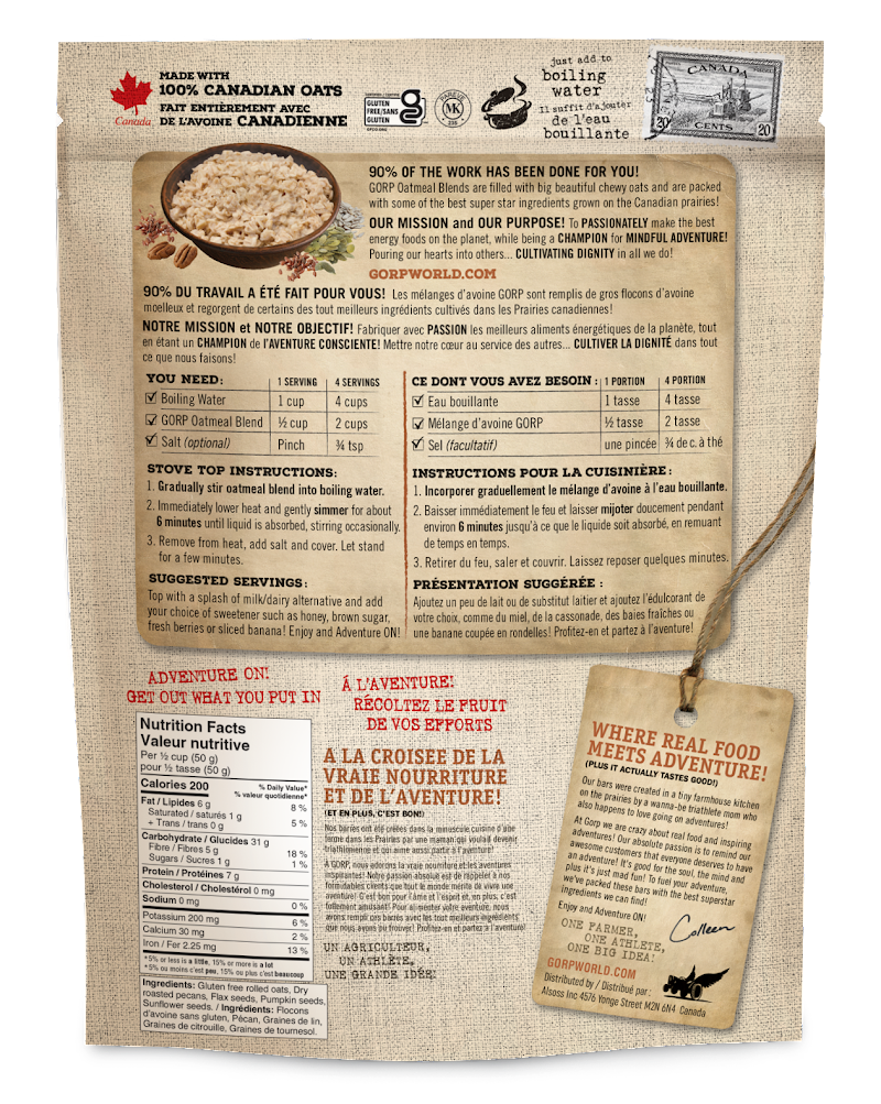 Roasted Nuts, Flax & Seeds  - GORP Oatmeal Blend