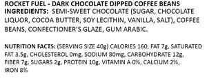 Rocket Fuel Dark Chocolate Dipped Coffee Beans Ingredients and Nutrition Facts